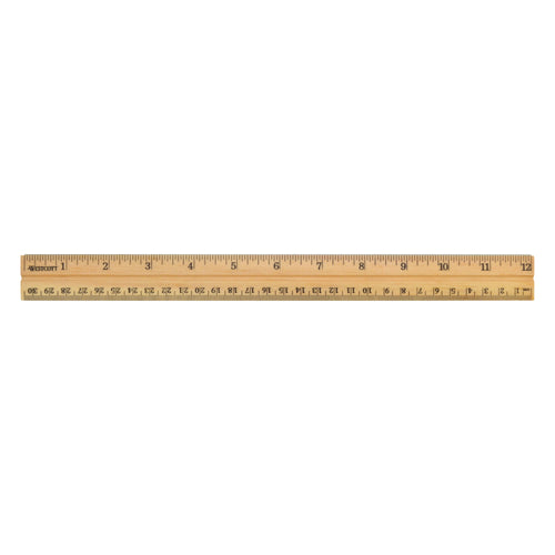Westcott 12’’ Wood Ruler Measuring Metric and 1/16’’ Scale With Single Metal Edge (10377) - World’s Favorite Scissors