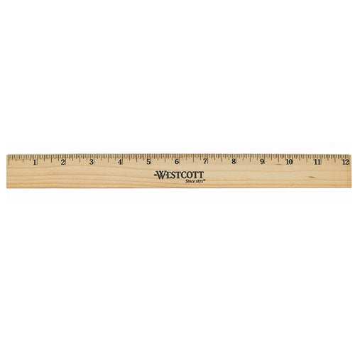 Westcott 12’’ Wood Ruler With Single Metal Edge (10381) - World’s Favorite Scissors