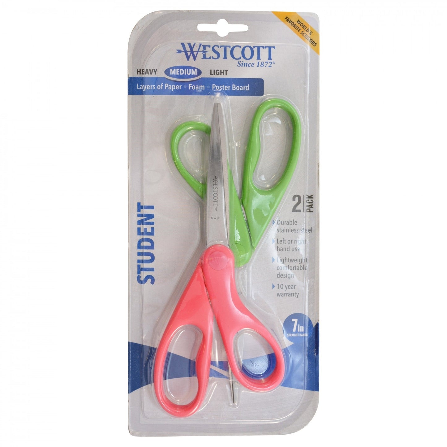 Westcott 7’’ Student Scissors 2pk Assorted Colors (14350) - World’s Favorite