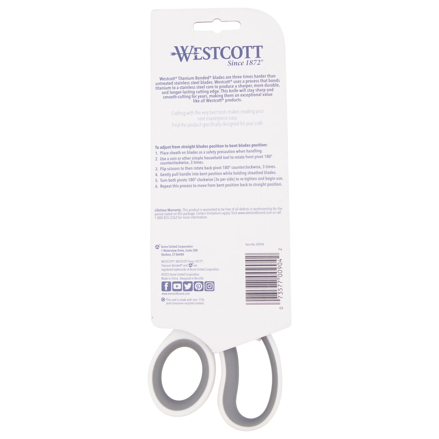 Westcott 8.5” Swivel Pivot Scissors Adjustable Straight or Bent Blades Titanium Bonded Ergonomic Cutting