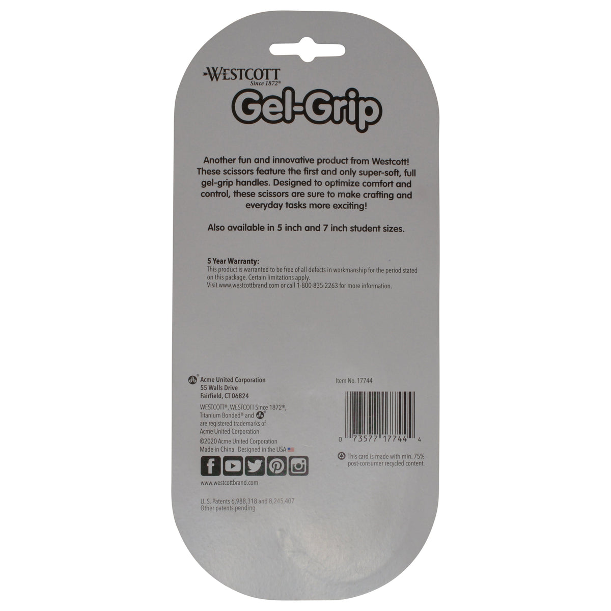 Westcott 8’’ Gel-Grip Multipurpose Scissors for Office and Home Gray (17744) - World’s Favorite