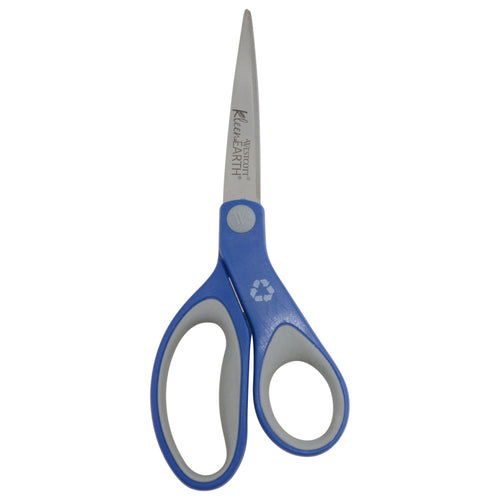 Westcott 8’’ KleenEarth Soft Handle Straight Scissors Blue/Gray (15554) - World’s Favorite