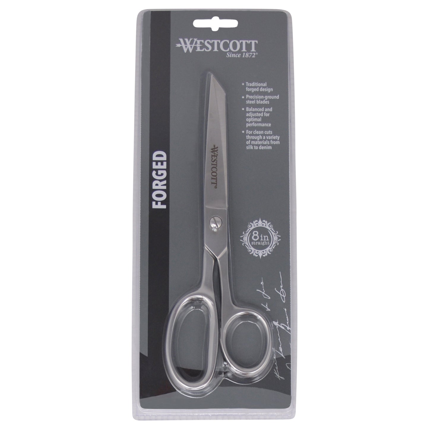 Westcott 8in Straight Forged Classic Fabric and Paper Scissors Heavy Duty Knife-Edge for Sewing Tailoring General Arts