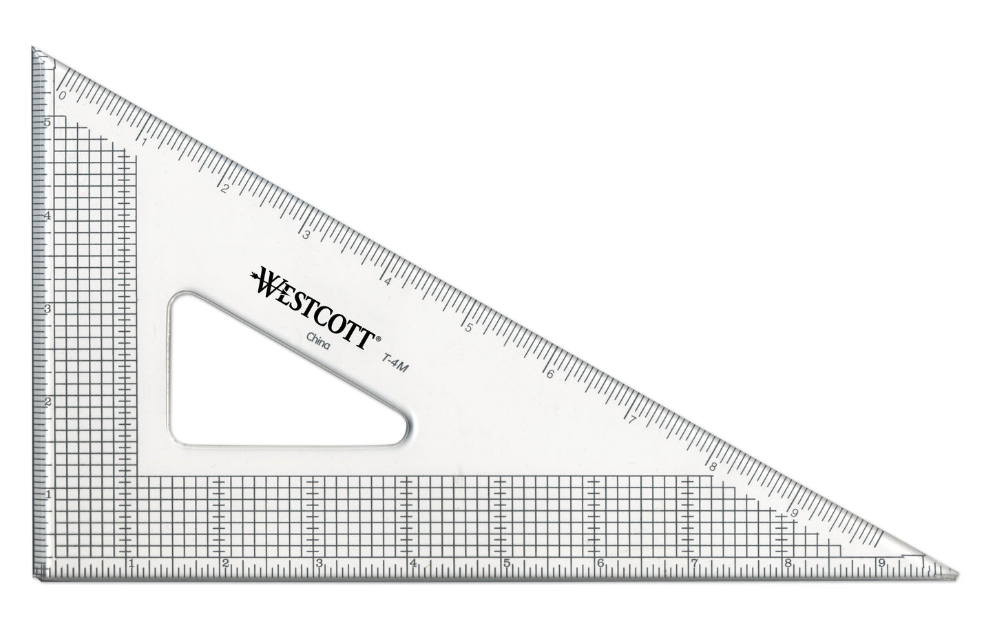 Westcott Grid Triangle 10’’ 30/60 Degree Transparent (T-4M) - World’s Favorite Scissors