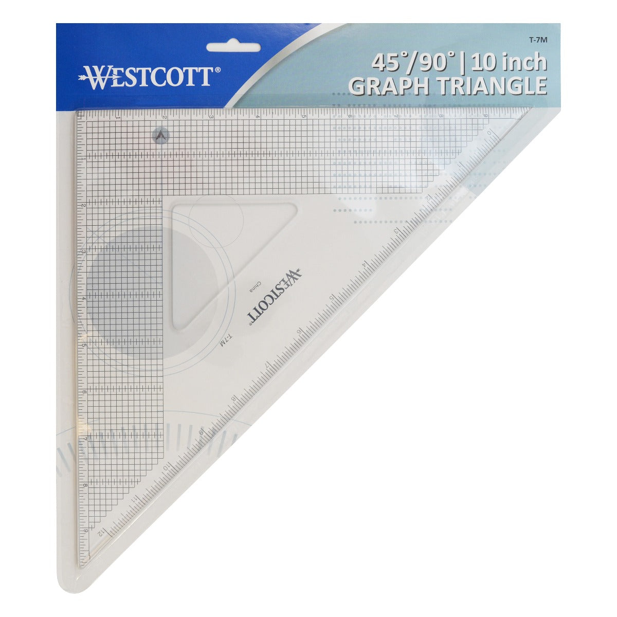 Westcott Grid Triangle 10’’ 45/90 Degree Transparent (T-7M) - World’s Favorite Scissors