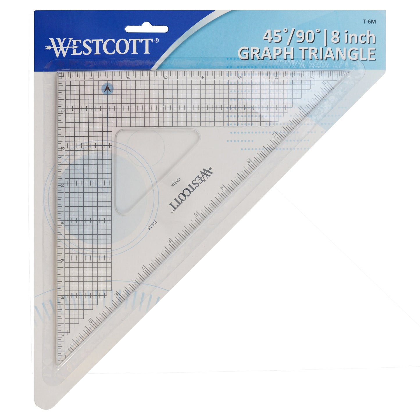 Westcott Grid Triangle 8’’ 45/90 Degree Transparent (T-6M) - World’s Favorite Scissors