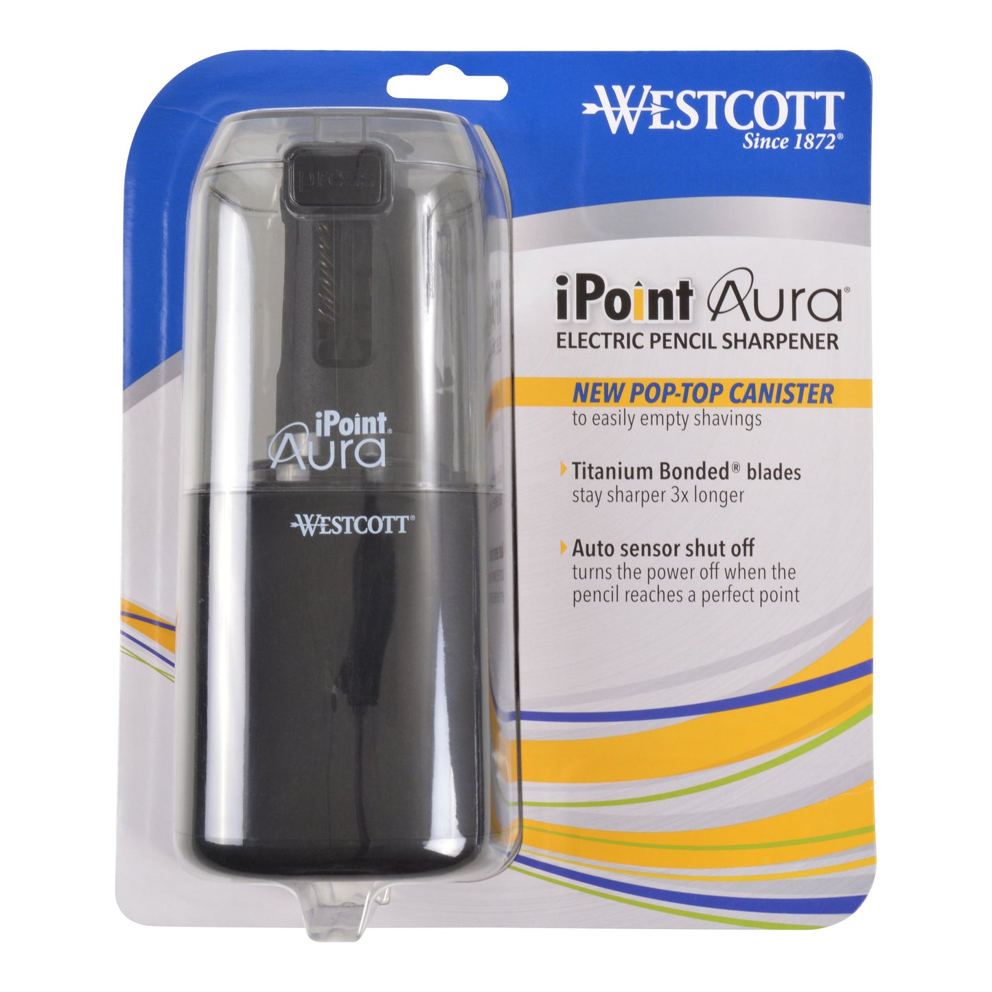 Westcott iPoint® AURA Electric Pencil Sharpener Assorted Colors (17214) - World’s Favorite Scissors