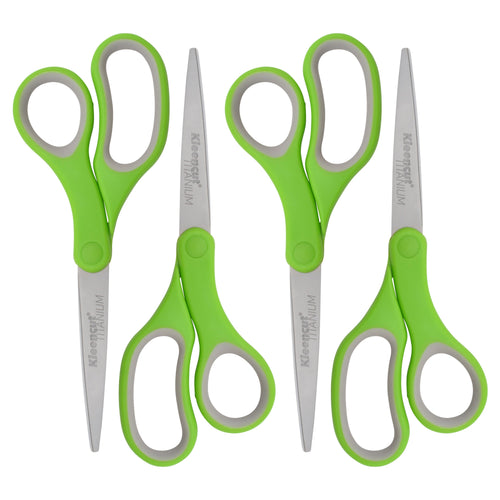 Westcott KleenCut 8” Titanium Scissors with Ergonomic Green Handle 4-Pack (17494-Parent) - World’s Favorite