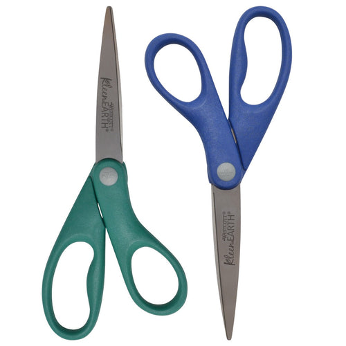 Westcott KleenEarth 8’’ Straight Rice Husk Scissors 2pk Assorted Colors (14882) - World’s Favorite