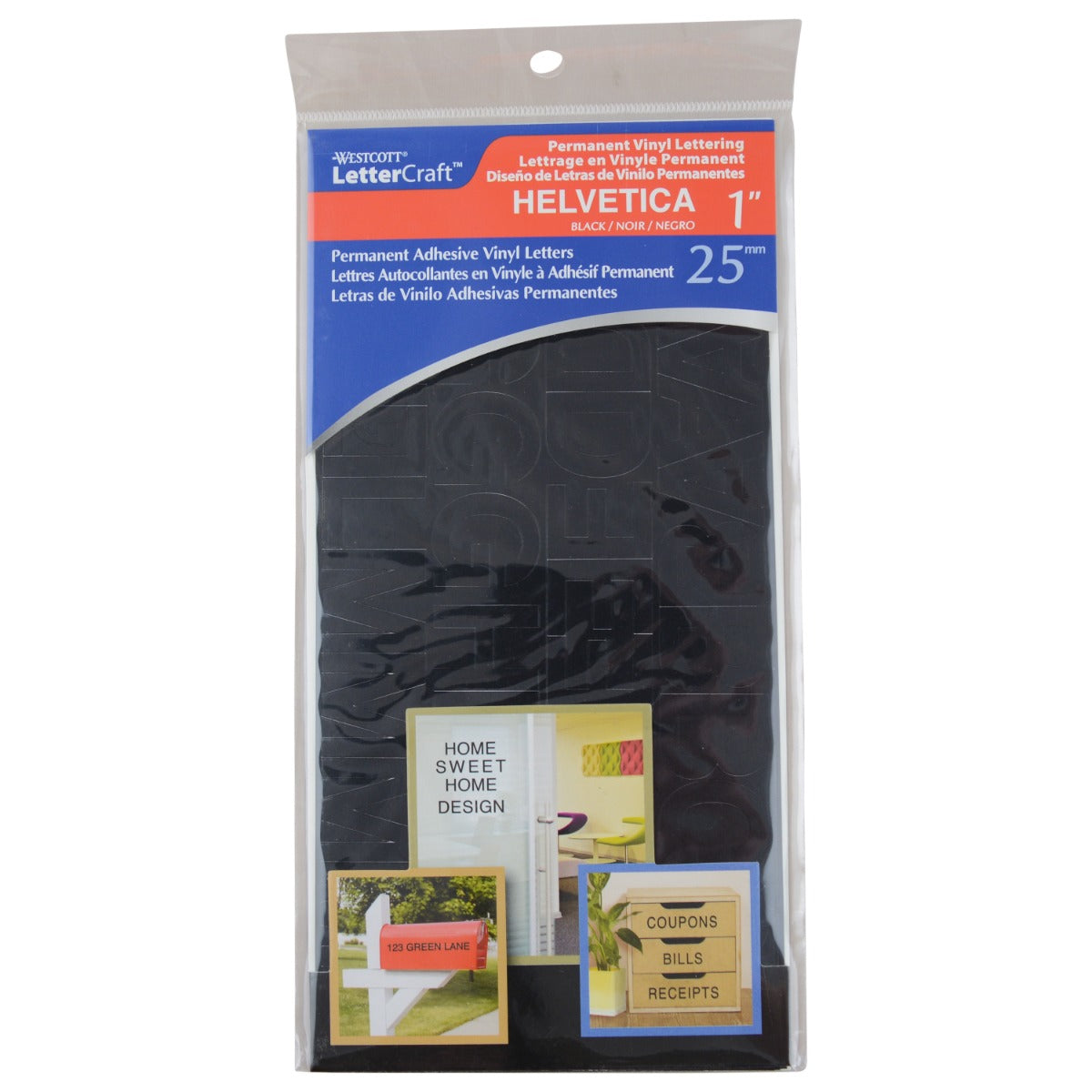 Westcott LetterCraft Permanent Vinyl Lettering Helvetica 1-Inch
