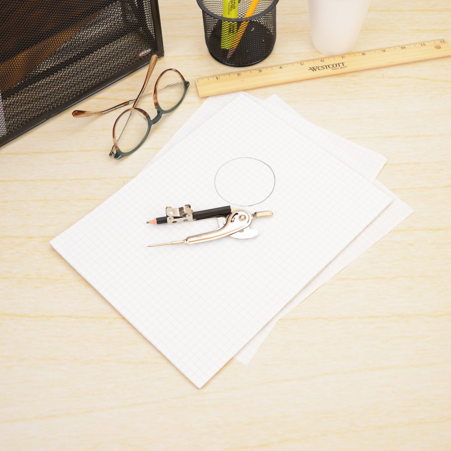 Westcott Metal Ball Bearing Compass with Pencil Nickel Plated (12201) - World’s Favorite Scissors