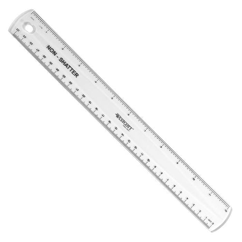 Westcott Shatterproof Ruler Clear 12 Inches (13862) - World’s Favorite Scissors