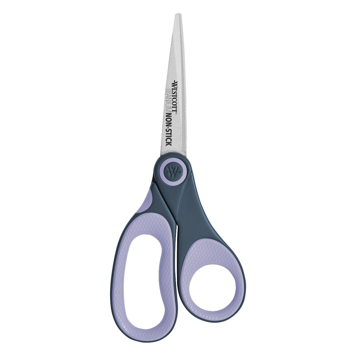 Westcott 15150 3" Titanium Straight Scissors - Non-Stick, Violet, With Soft Grip Handles