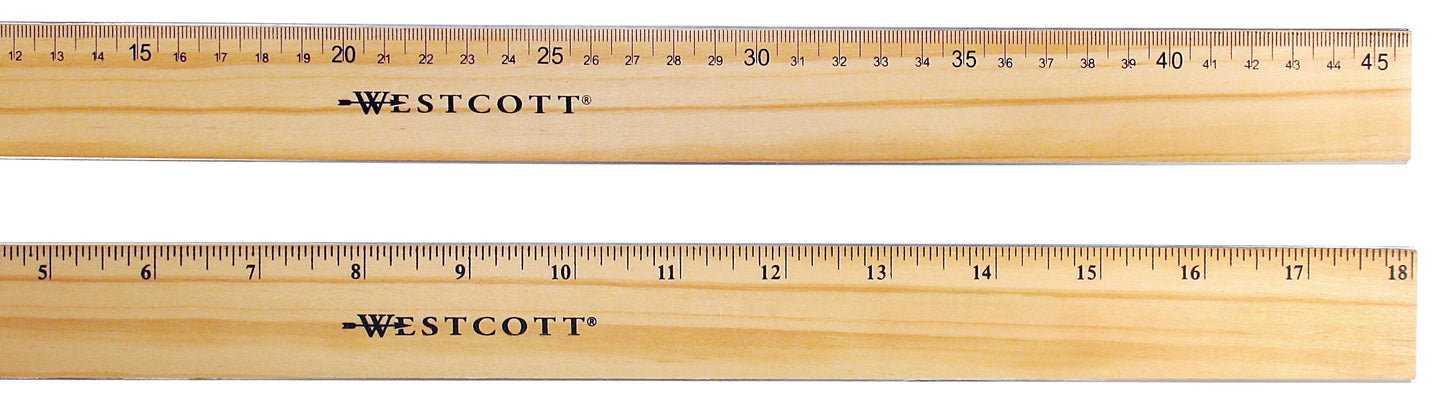 Westcott Wood Ruler with Double Metal Edge 18’’ (05228) - World’s Favorite Scissors