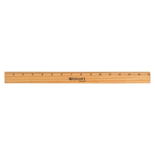 Westcott Wood Ruler with Single Metal Edge 15’’ (05015) - World’s Favorite Scissors