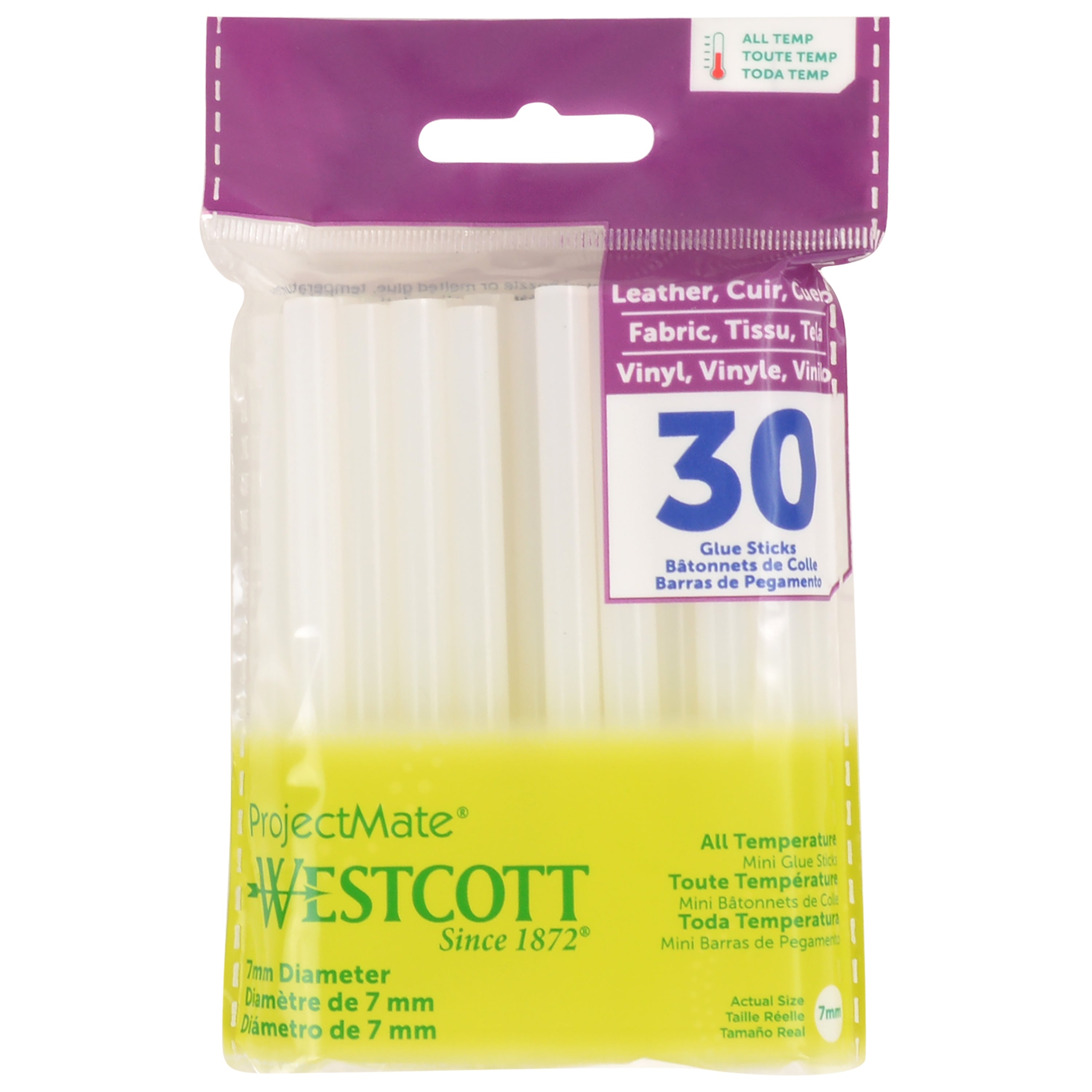 Premium All Temperature Mini Glue Sticks Leather Fabric Vinyl Formula westcottbrand