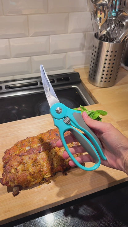Westcott 9" Titanium Bonded Soft Handle Spring Assist Kitchen Shears, Teal (00828)