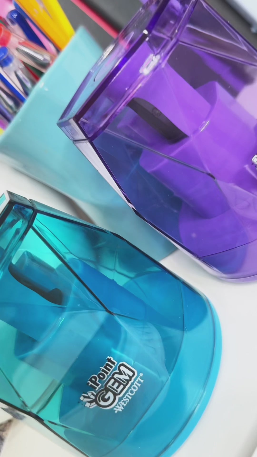 Westcott iPoint® GEM Battery Pencil Sharpener, Purple (00576