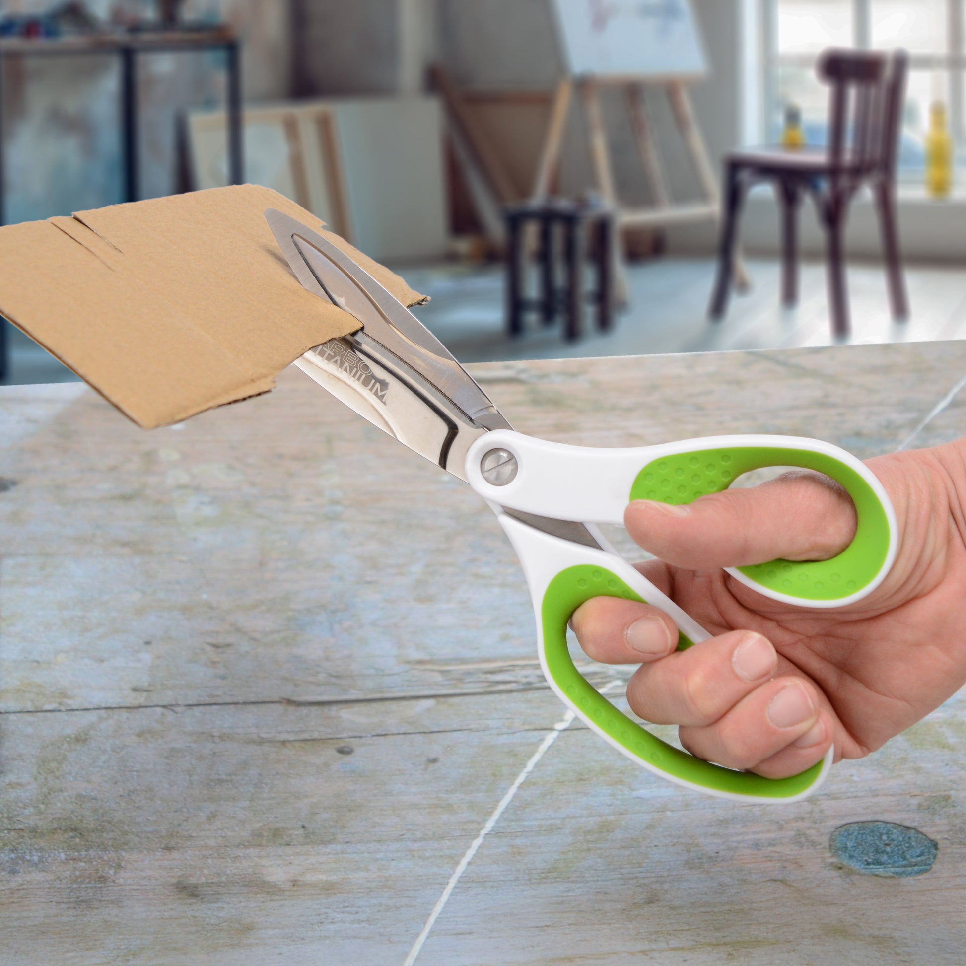 Westcott 10’’ CarboTitanium Industrial Strength DIY and Crafting Scissors for at Home or Worksite Green/White