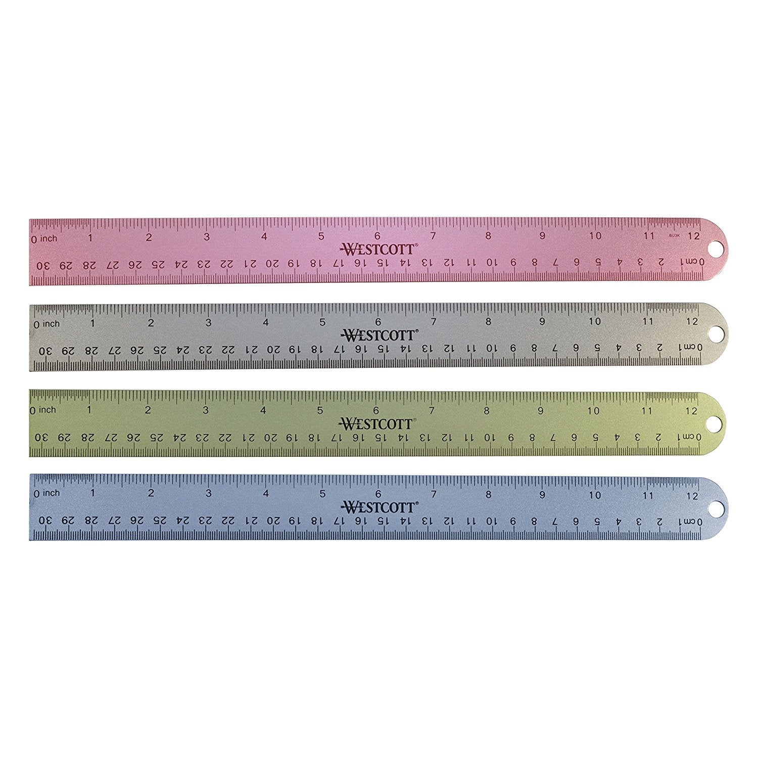Westcott 12 westcott-12-english-and-metric-anodized-aluminum-ruler-assorted-colo-westcottbrand