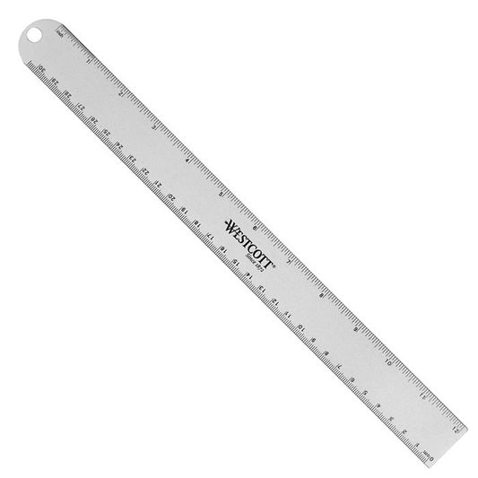 Westcott 12’’ English and Metric Anodized Aluminum Ruler Assorted Colors (14174)