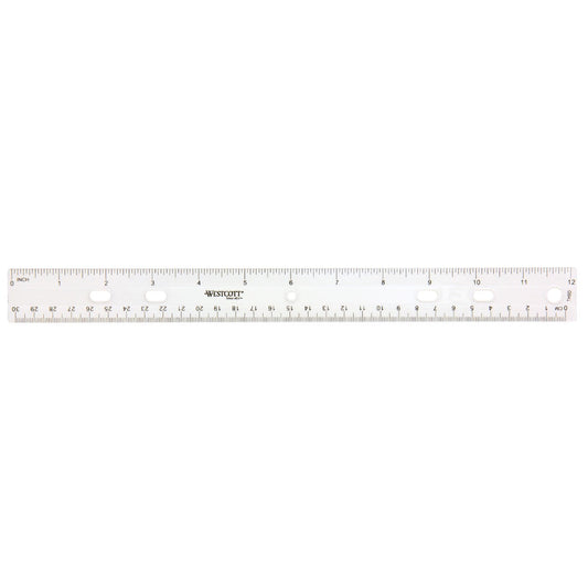 Westcott 12’’ English and Metric Plastic Ruler Clear (45012)