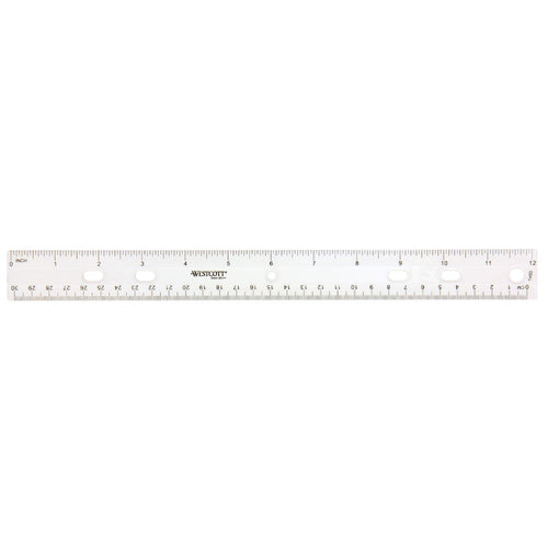 Westcott 12’’ English and Metric Plastic Ruler Clear (45012)