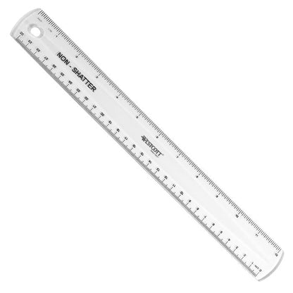 Westcott 12’’ English and Metric Shatterproof Ruler Clear (45011) - World’s Favorite Scissors