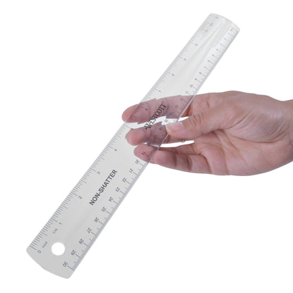 Westcott 12’’ English and Metric Shatterproof Ruler Clear (45011) - World’s Favorite Scissors