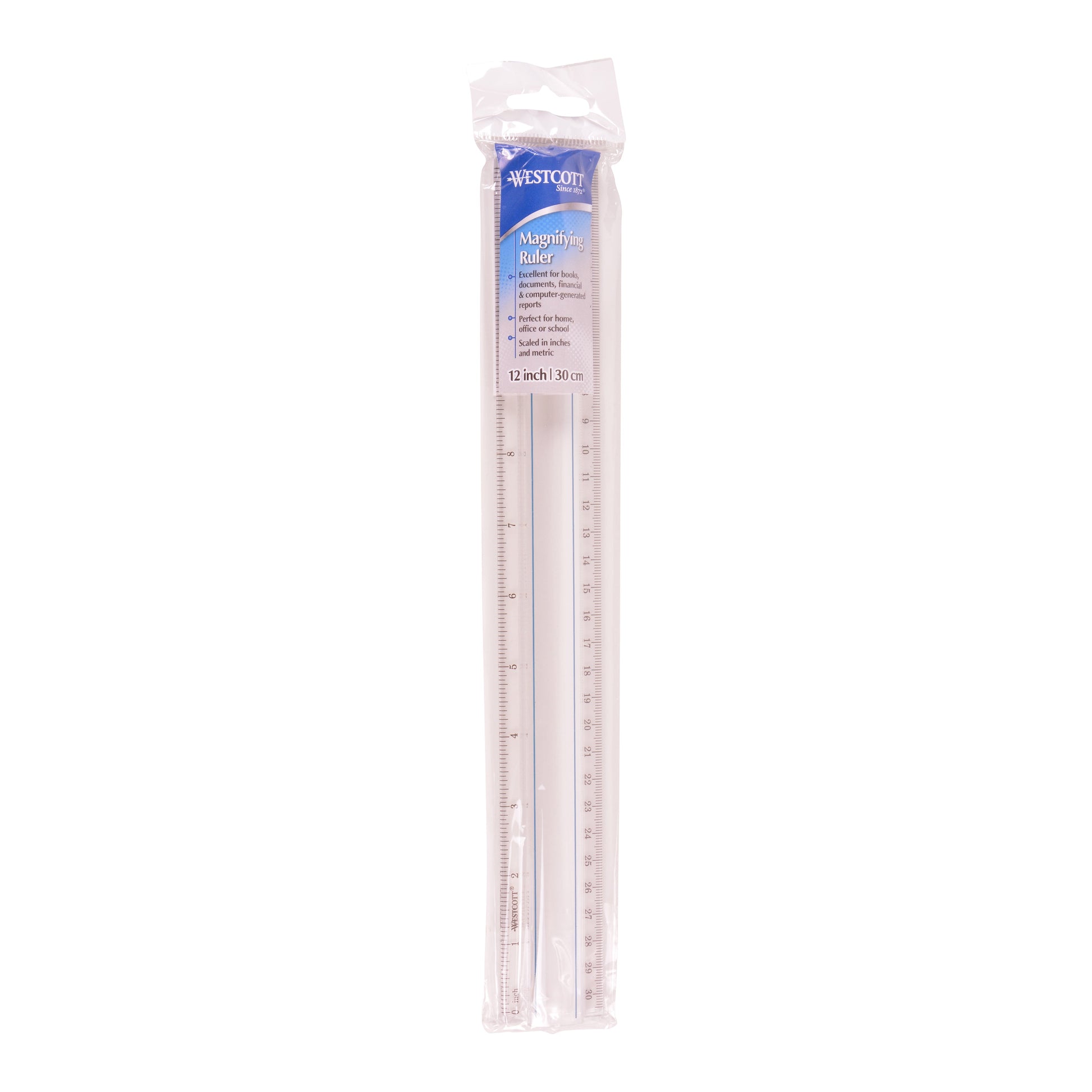 Westcott 12-Inch Data Processing Magnifying Ruler Clear (15571)