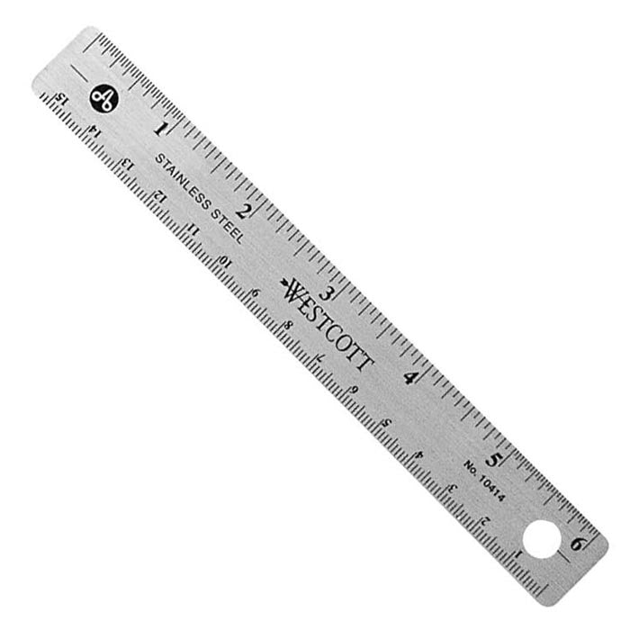 Westcott 12-Pack Stainless Steel 6’’ Office Ruler With Non Slip Cork Base (10414)