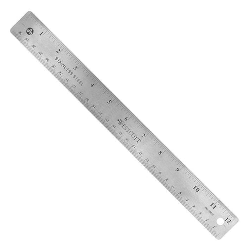 Westcott 12’’ Stainless Steel Office Ruler With Non Slip Cork Base (10415)