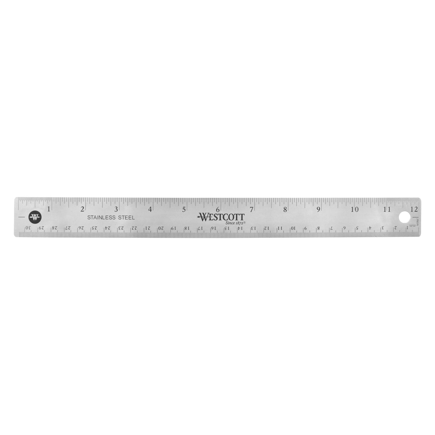 Westcott 12’’ Stainless Steel Office Ruler With Non Slip Cork Base (10415)