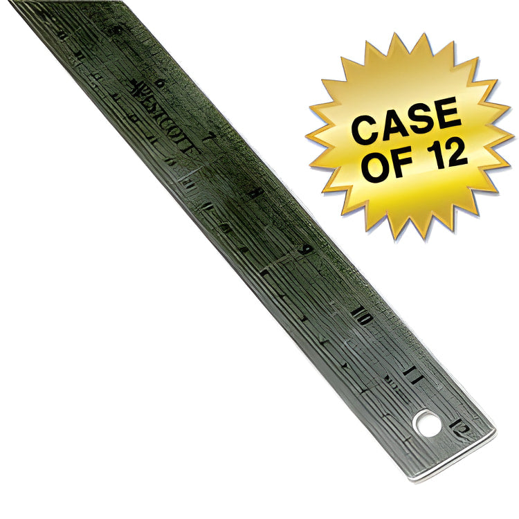 Westcott 12’’ Stainless Steel Office Ruler With Non Slip Cork Base (10415) - 12