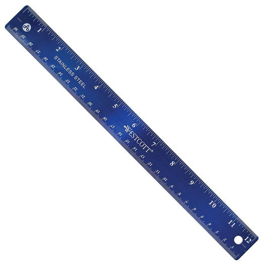 Westcott 12’’ Stainless Steel Ruler With Non Slip Back Assorted Colors (14150)