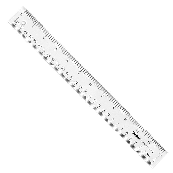 Westcott 12’’ Transparent Acrylic Ruler Clear (10562) - 1