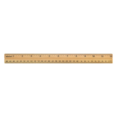 Westcott 12’’ Wood Ruler Measuring Metric and 1/16’’ Scale With Single Metal Edge (10377)