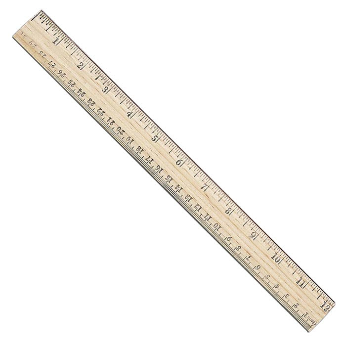 Westcott 12’’ Wood Ruler Measuring Metric and 1/16’’ Scale With Single Metal Edge (10377)