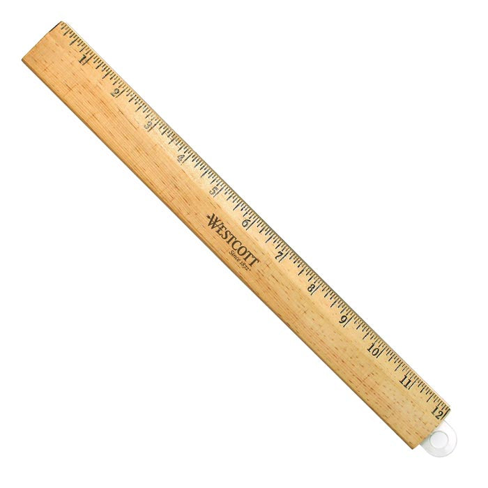 Westcott 12’’ Wood Ruler With Single Metal Edge (10381)