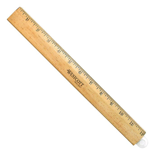 Westcott 12’’ Wood Ruler With Single Metal Edge (10381)