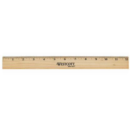Westcott 12’’ Wood Ruler With Single Metal Edge (10381) - World’s Favorite Scissors