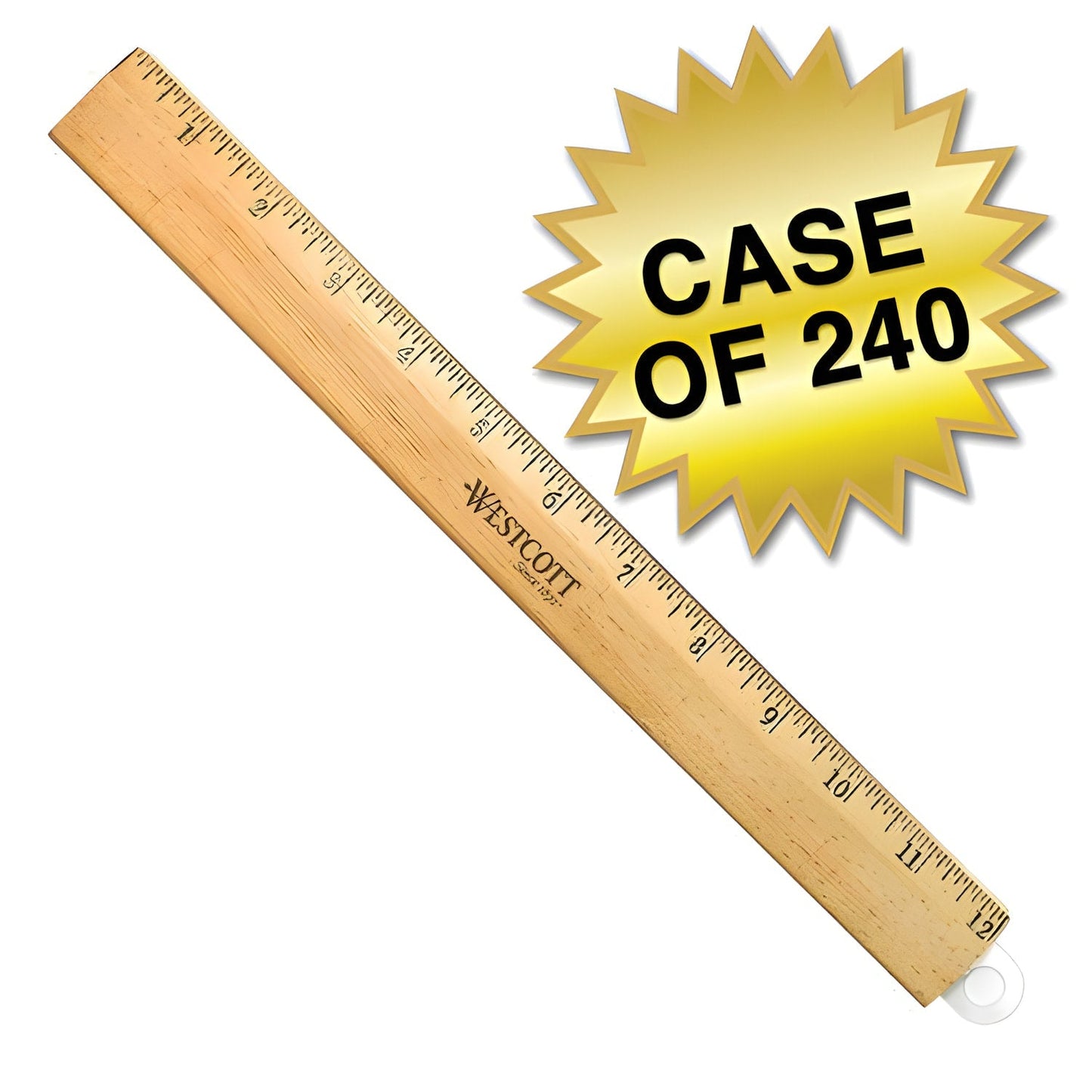 Westcott 12’’ Wood Ruler With Single Metal Edge (10381) - 240