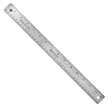 Westcott 15’’ Stainless Steel Office Ruler With Non Slip Cork Base (10416) - 1