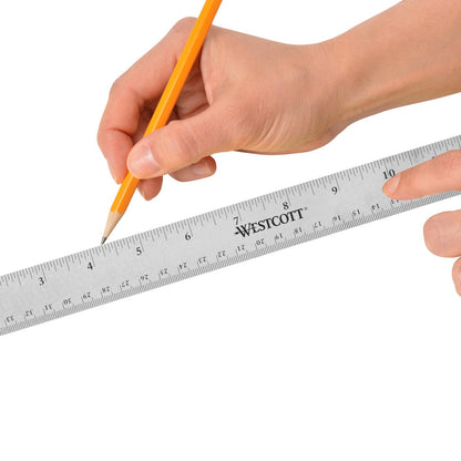 Westcott 15’’ Stainless Steel Office Ruler With Non Slip Cork Base (10416)