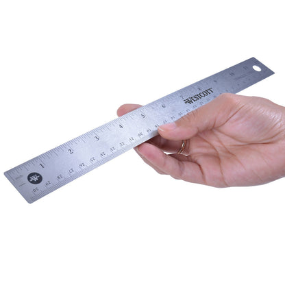 Westcott 15’’ Stainless Steel Office Ruler With Non Slip Cork Base (10416)