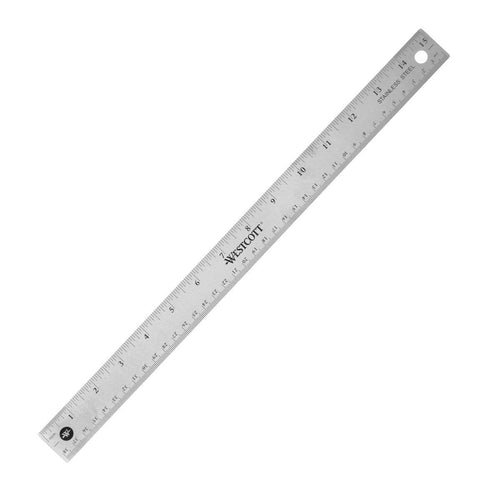 Westcott 15’’ Stainless Steel Office Ruler With Non Slip Cork Base (10416)