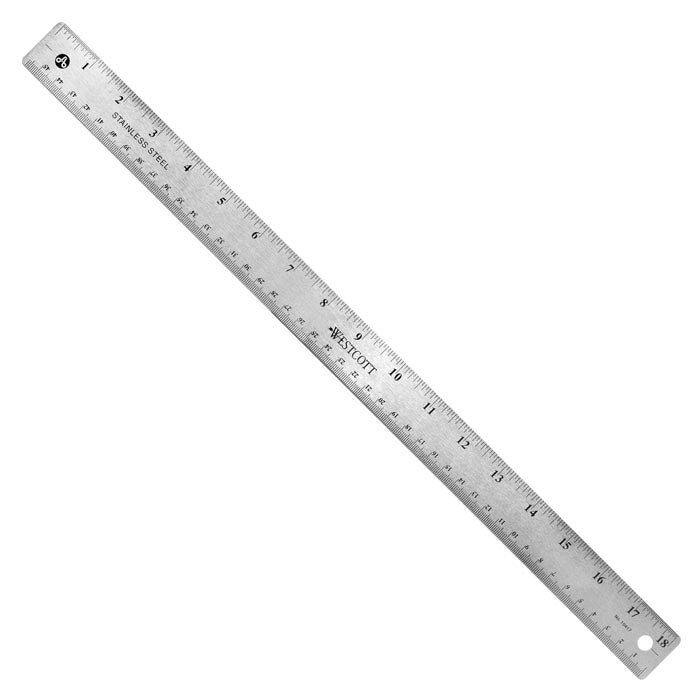 Westcott 18’’ Stainless Steel Office Ruler With Non Slip Cork Base (10417) - World’s Favorite Scissors