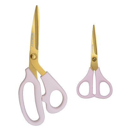 Westcott 2 Pack 8in/5in All Purpose Kitchen Shears and Snip Pink with Gold Blades (00823) - World’s Favorite Scissors