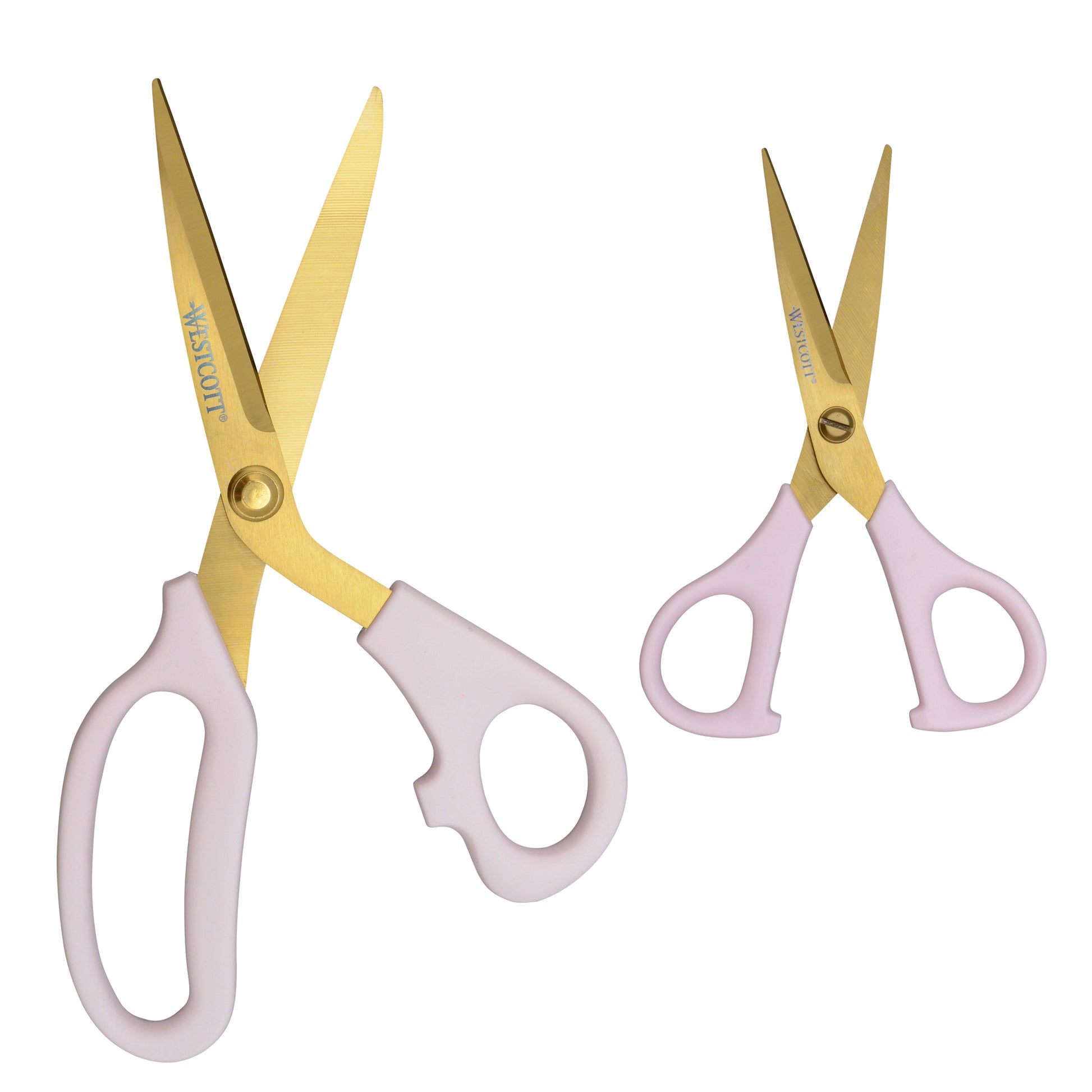 Westcott 2 Pack 8in/5in All Purpose Kitchen Shears and Snip Pink with Gold Blades (00823) - World’s Favorite Scissors