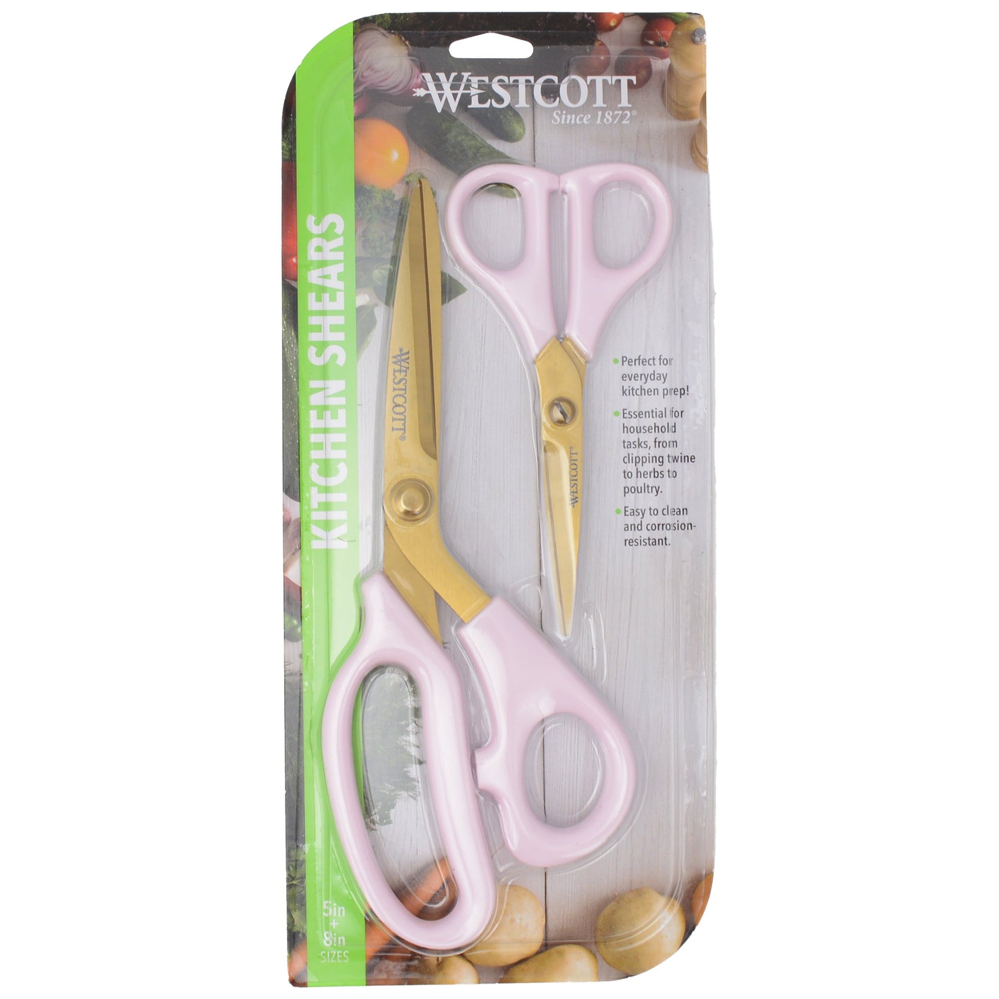 Westcott 2 Pack 8in/5in All Purpose Kitchen Shears and Snip Pink with Gold Blades (00823) - World’s Favorite Scissors